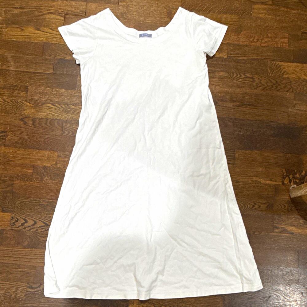 p.jamas Women's L White Cotton Knit Nightgown Short Sleeve Scoop Neck